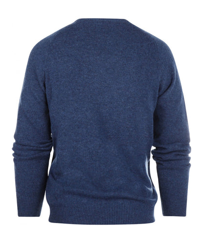 Lamswol V-Hals Pullover | Blauw Melange