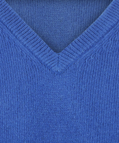 Lamswol V-Hals Pullover | Blauw