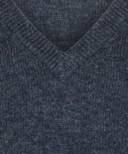 Lamswol V-Hals Pullover | Blauw Grijs