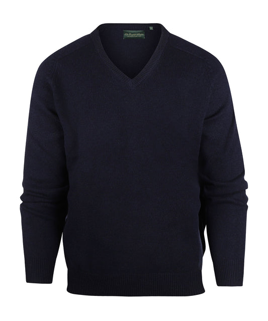 Classic Lambswool v-neck sweater | Navy Blue
