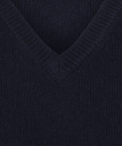 Classic Lambswool v-neck sweater | Navy Blue