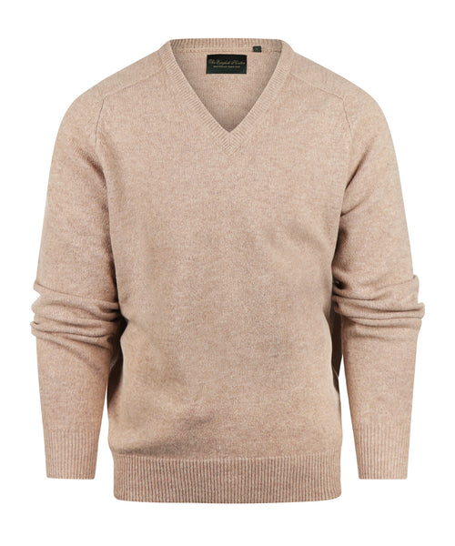 Classic Lambswool v-neck sweater | Brown