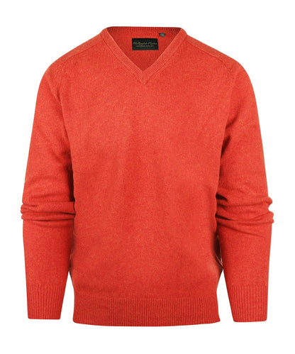 Klassischer Lammwollpullover mit V-Ausschnitt | Rot