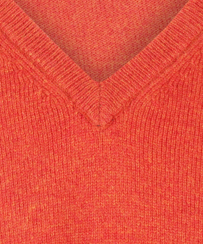 Klassischer Lammwollpullover mit V-Ausschnitt | Rot