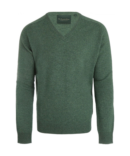 Lamswol V-Hals Pullover | Groen Melange