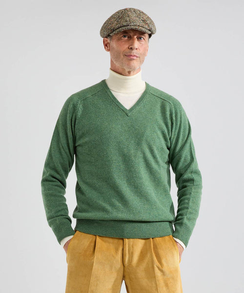 Pullover klassiek Lamswol v-hals | Groen