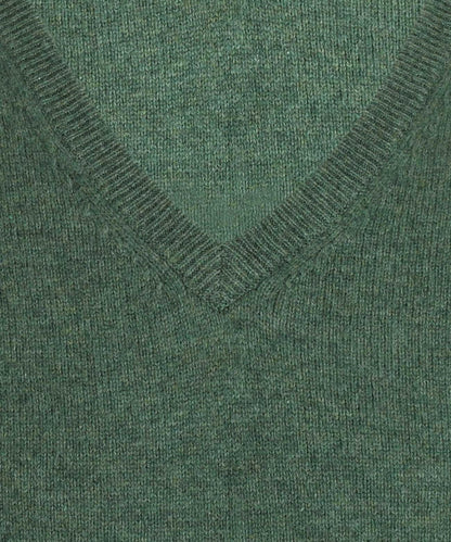 Lamswol V-Hals Pullover | Groen Melange