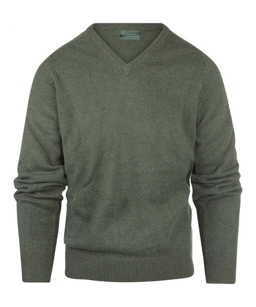 Classic Lambswool v-neck sweater | Green