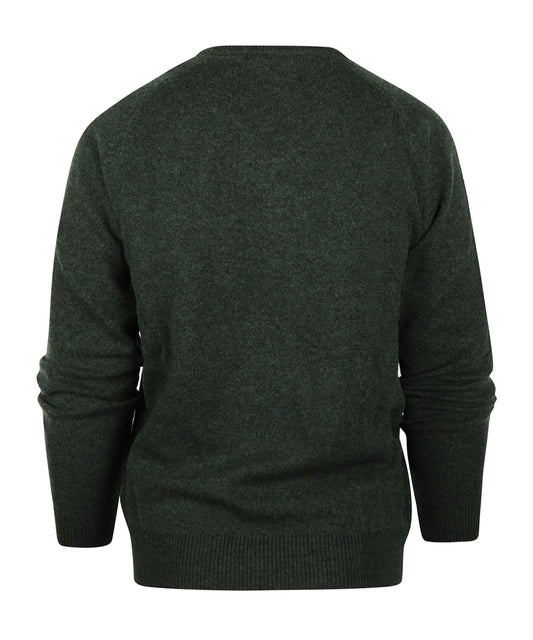 Lamswol V-Hals Pullover | Donker Groen Melange