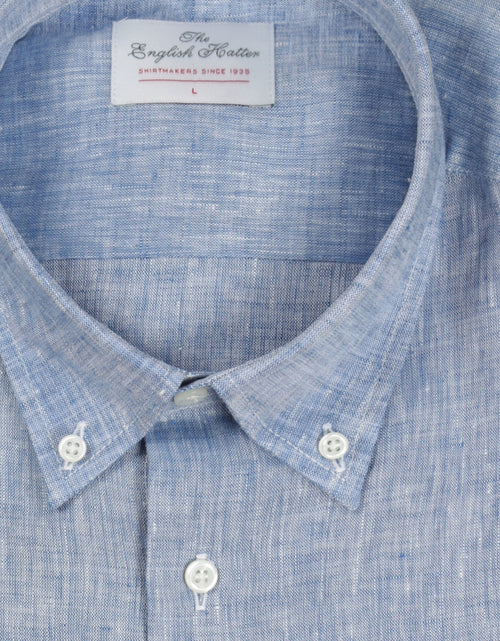 Overhemd linnen lange mouwen | Blauw