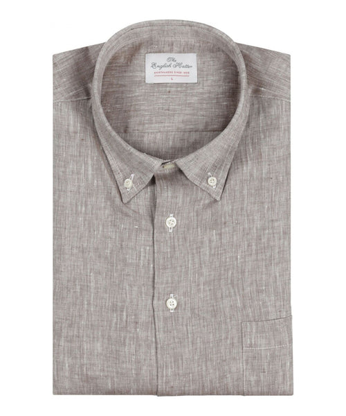 Shirt linen long sleeves | Brown