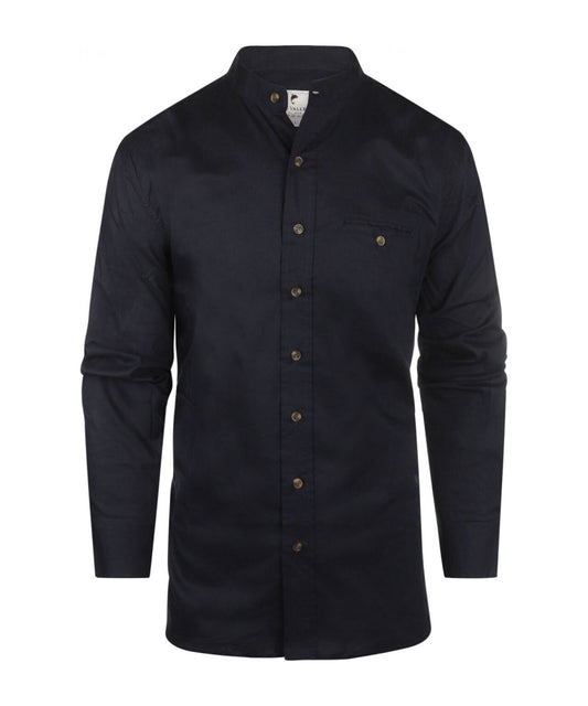 Shirt Grandfather Shirt linen | Navy Blue