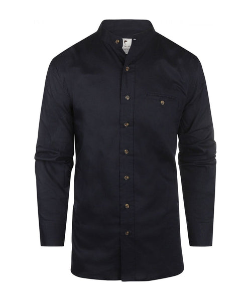 Shirt Grandfather Shirt linen | Navy Blue