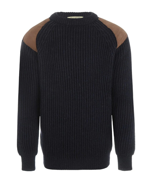 Swaledale Wollpullover mit Rundhalsausschnitt | Marineblau