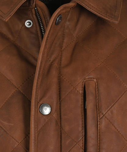 Gesteppte Lederjacke | Braun