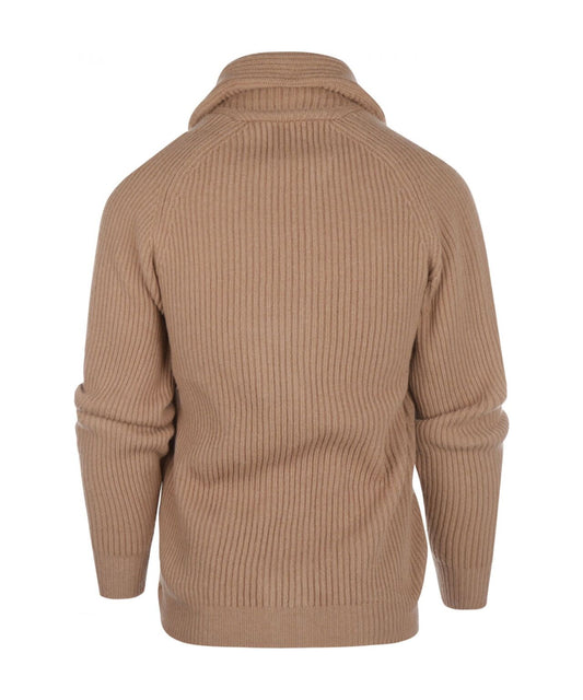 William Lockie Knotted Vest Shawl Collar | Camel