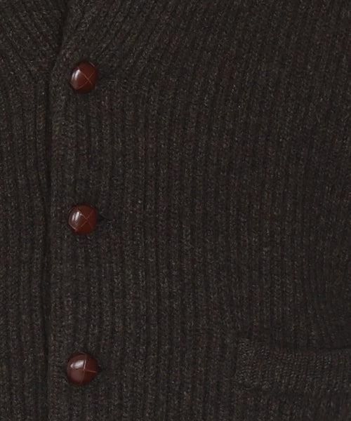 William Lockie Knoop Vest Sjaalkraag | Cocoa