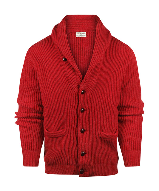 William Lockie Cardigan mit Knopfleiste und Schalkragen | Mohnblumenmeliert