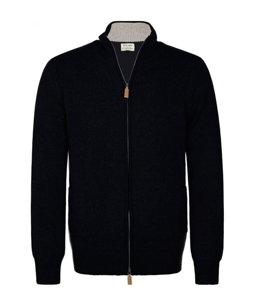 William Lockie Zip Vest Lambswool | Navy Blue