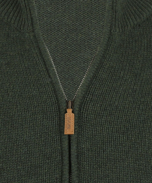 William Lockie Zipper Cardigan Lambswool | Green