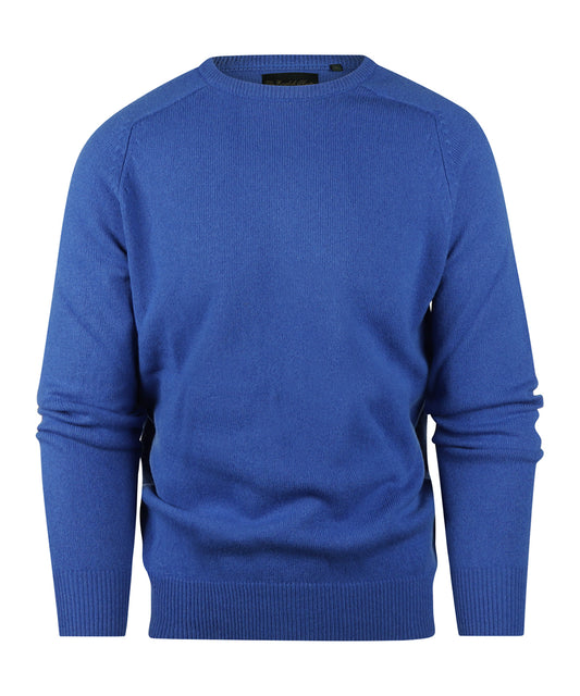 Lambswool round neck sweater | Blue