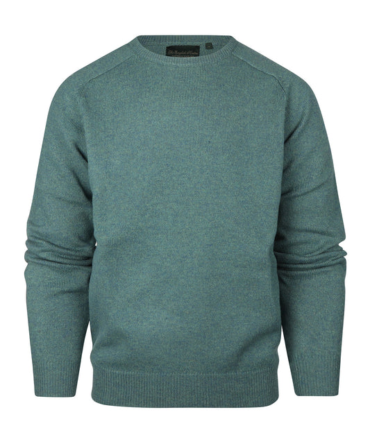 Lamswol Ronde Hals Pullover | Blauw Groen Melange
