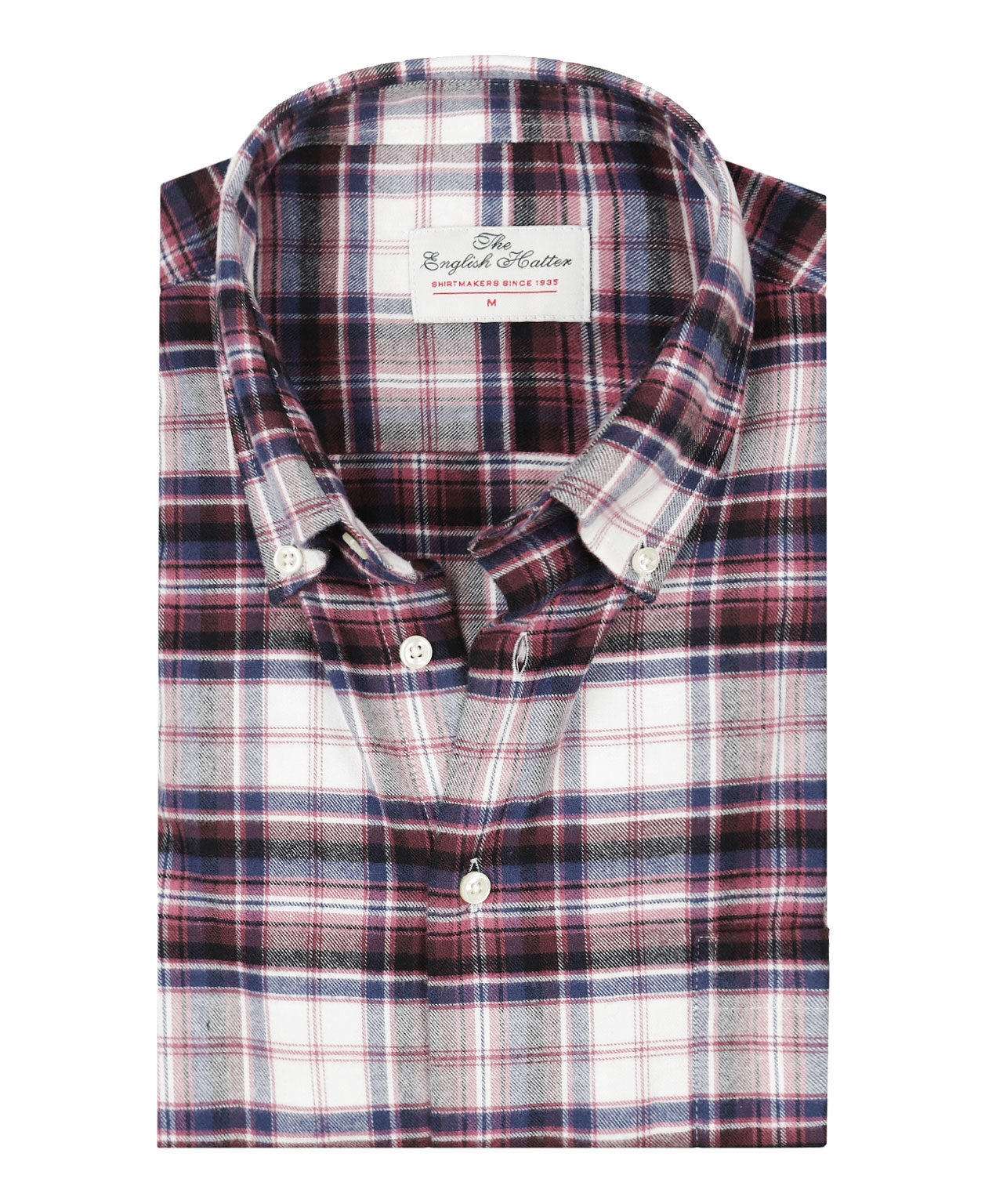 Shirt Button Down | Bordeaux Multi Ruit Groot