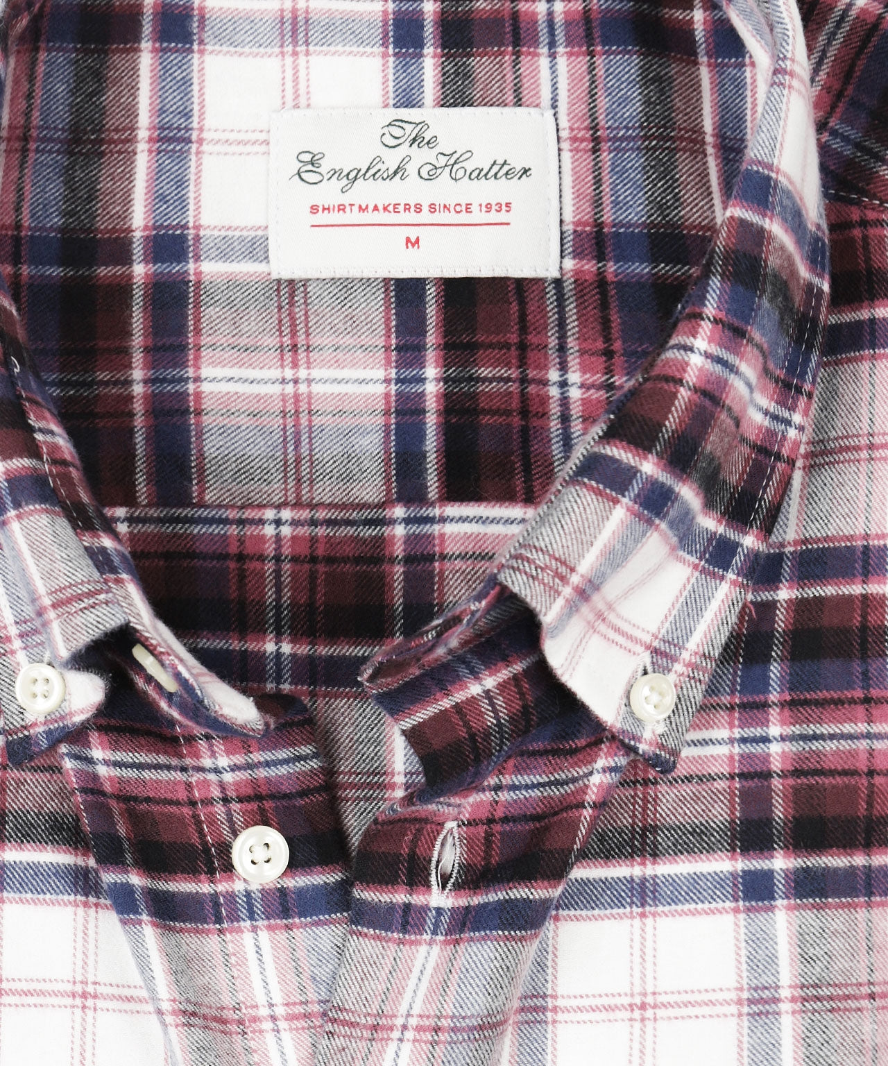 Shirt Button Down | Bordeaux Multi Ruit Groot