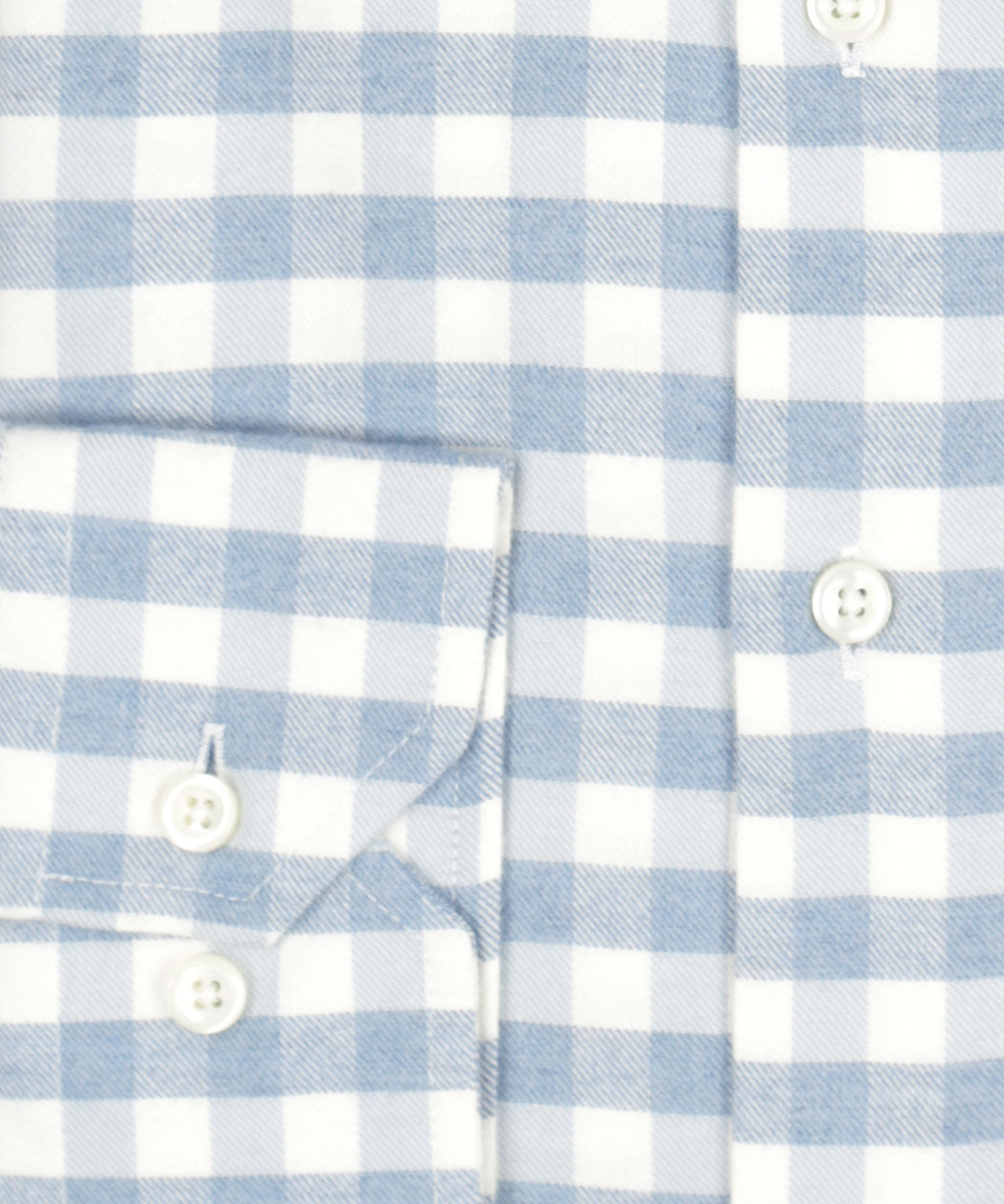 Brushed Cotton Shirt Button Down | Wit Lichtblauw Ruit