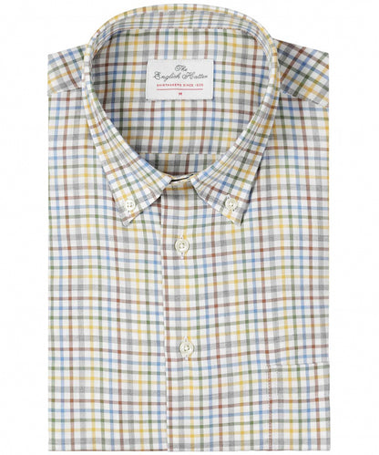 Shirt Button Down | Geel Multi Ruit