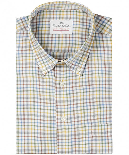Shirt Button Down | Geel Multi Ruit