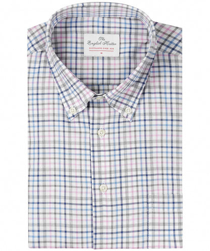 Shirt Button Down | Roze Blauw Multi Ruit