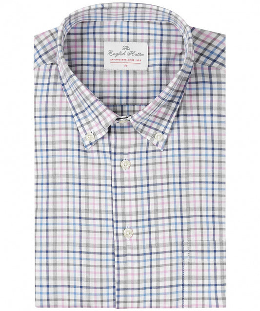 Shirt Button Down | Roze Blauw Multi Ruit