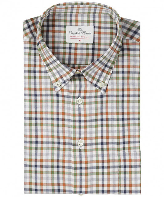 Shirt Button Down | Groen Oranje Multi Ruit