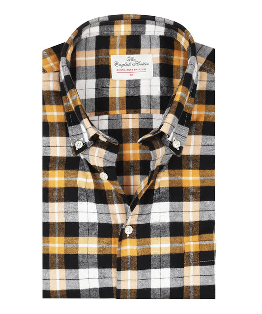 Shirt Button Down | Geel Zwart Multi Ruit