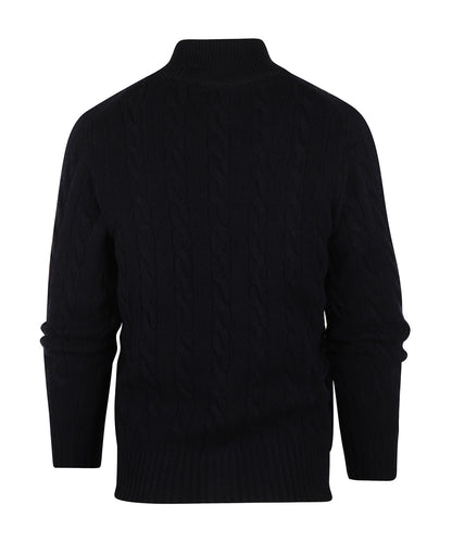 William Lockie Cable Cardigan with Zipper | Navy