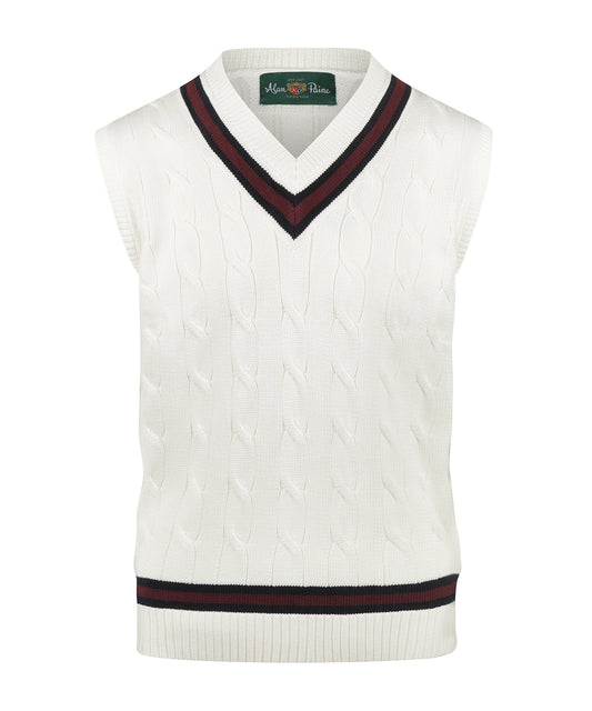 Cricket Slipover | White/Burgundy