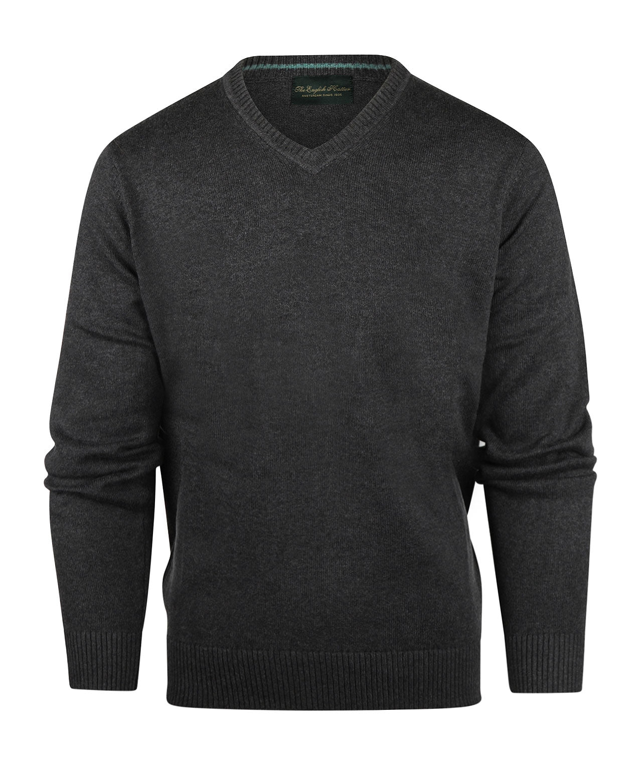 Katoen V-Hals Pullover | Charcoal