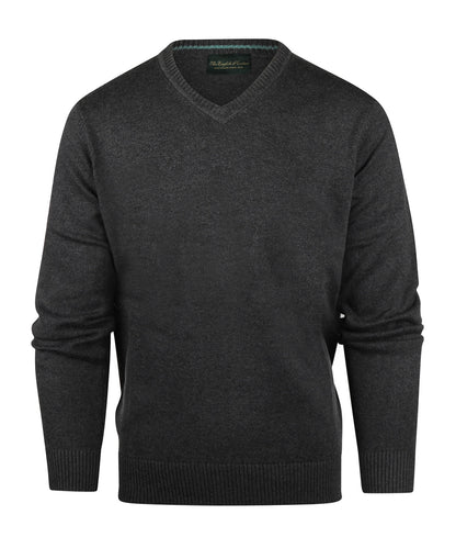 Katoen V-Hals Pullover | Charcoal