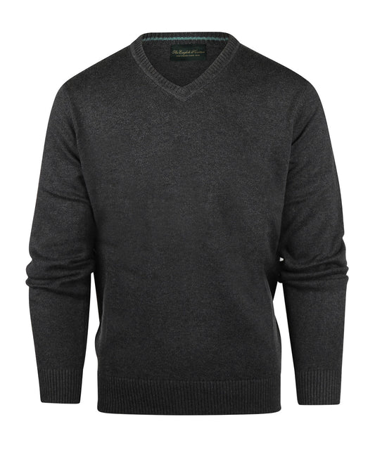 Cotton v-neck sweater | Anthracite Grey