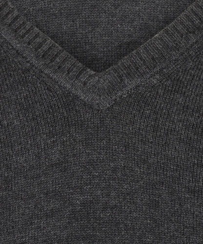 Katoen V-Hals Pullover | Charcoal