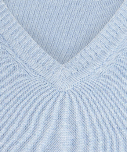 Baumwollpullover mit V-Ausschnitt | Blau
