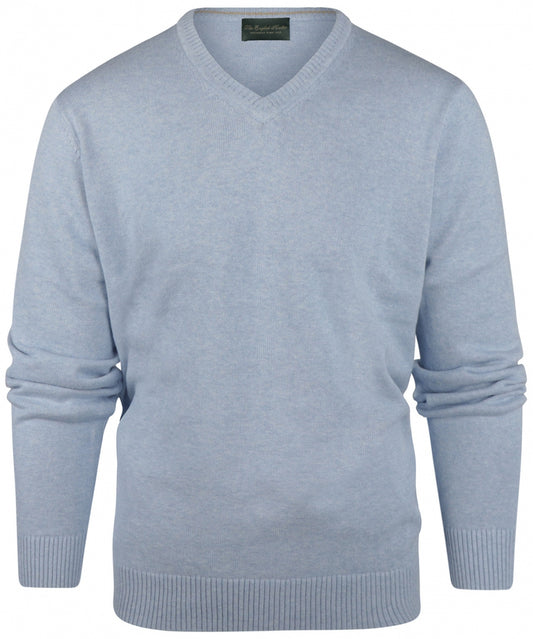 Cotton v-neck sweater | Blue