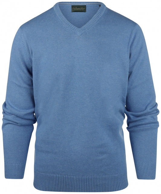 Cotton v-neck sweater | Blue
