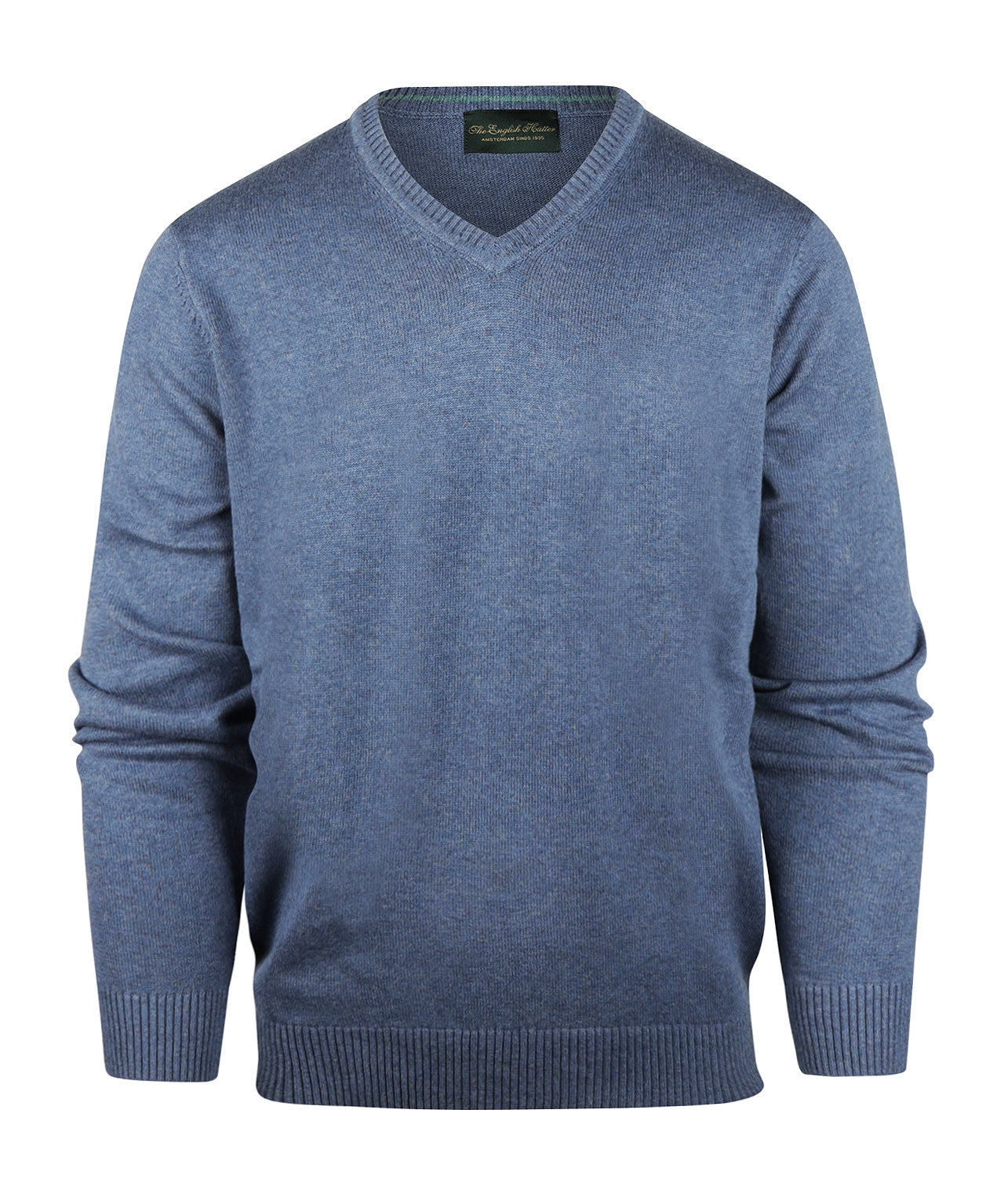 Baumwollpullover mit V-Ausschnitt | Blau