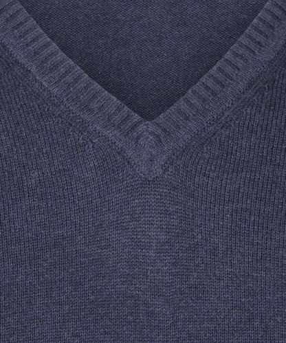 Cotton v-neck sweater | Navy Blue