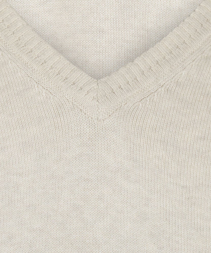 Katoen V-Hals Pullover | Light Beige