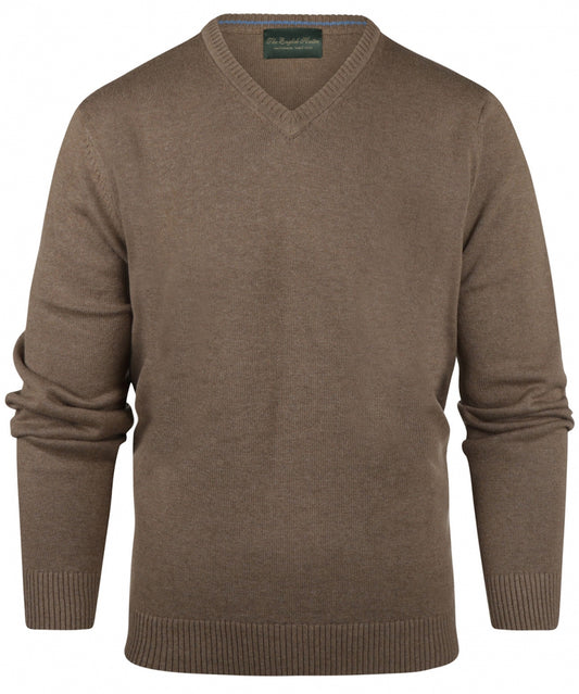 Cotton v-neck sweater | Brown