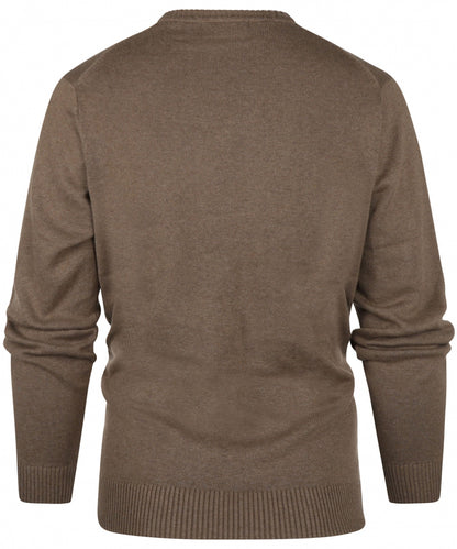 Cotton v-neck sweater | Brown
