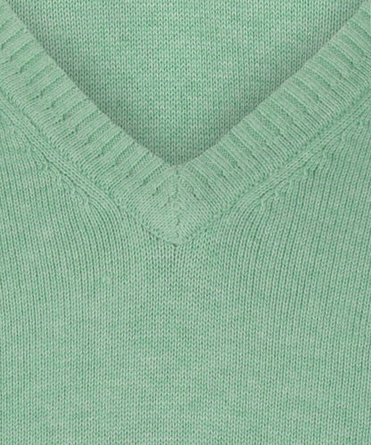 Baumwollpullover mit V-Ausschnitt | Grün